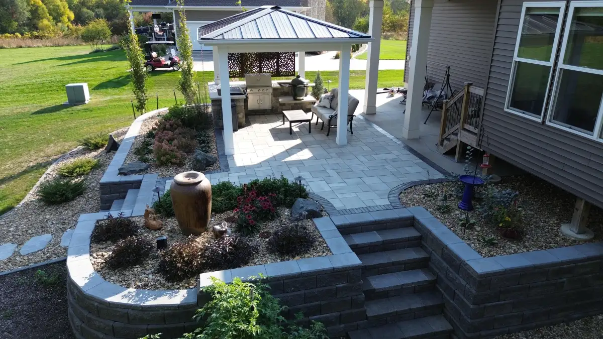 Hardscape and landscape project near La Porte City Iowa